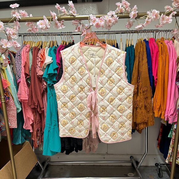 Umgee Jackets & Blazers - #FLORAL #PRINT #QUILTED #VEST WITH FRONT RIBBON TIE